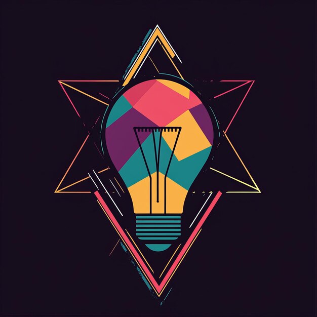 Lámpara de luz colorida con formas geométricas en fondo oscuro Ilustración vectorial