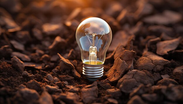 Lámpara de luz en el suelo Imagen conceptual de la idea y la innovación