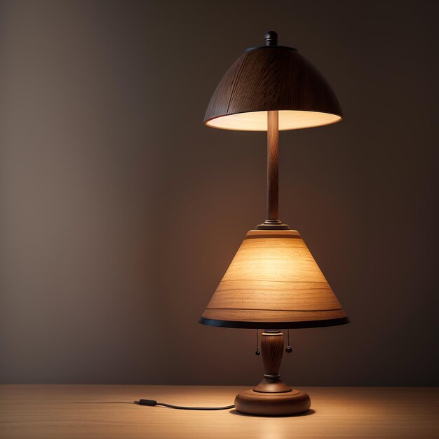 una lámpara de mesa elegante en un fondo oscuro