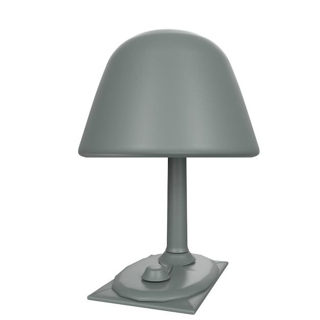 Una lámpara de mesa gris con una pantalla gris y una base gris.