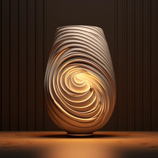 Lámpara de mesa LED de bambú natural y modelo 3D de fantasía de un hermoso diseñador