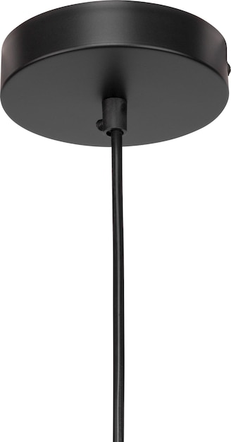 Foto una lámpara de mesa negra con una base negra y una base negra.