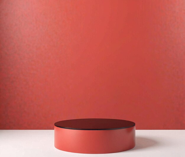 una lámpara de mesa roja contra una pared roja