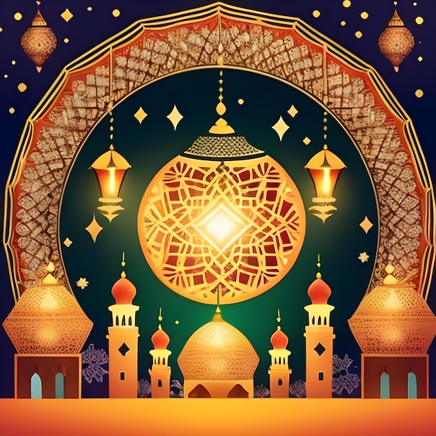 lámpara en la mezquita ramadán eid al fitr