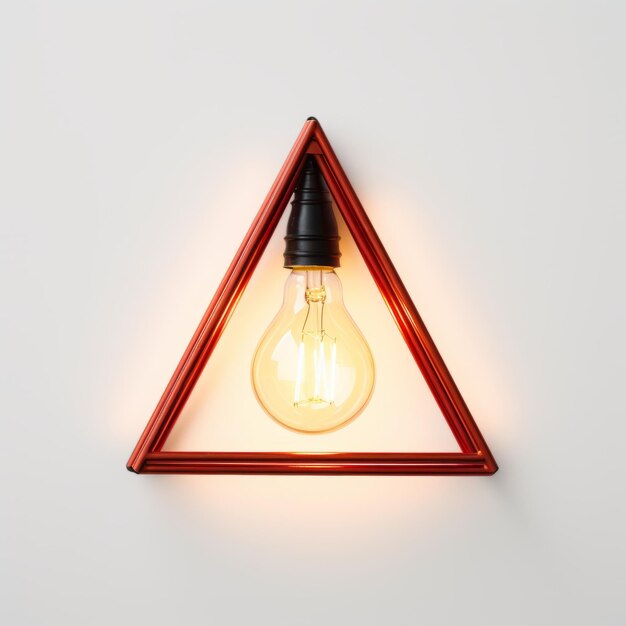 Lámpara de pared en forma de triángulo con diseño naranja oscuro y carmesí