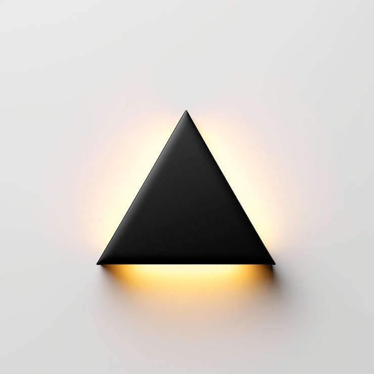Foto lámpara de pared triangular de diseño renderizado en 3d minimalista