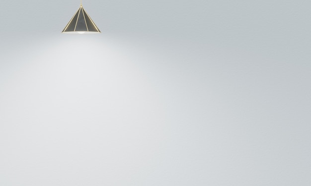 Lámpara de techo renderizada en 3D con fondo de pared de cemento blanco
