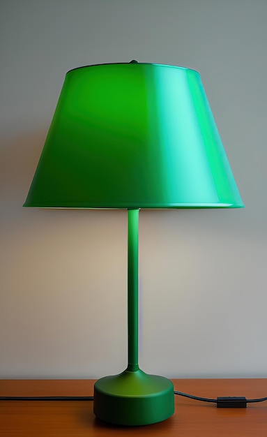Una lámpara verde con una pantalla verde que dice "verde"