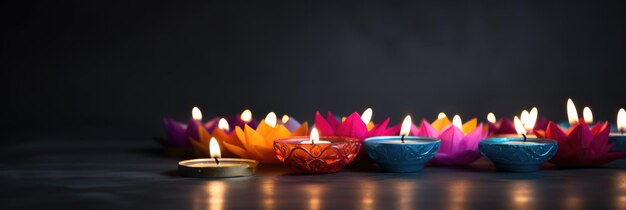 Lámparas de aceite tradicionales indias para el festival de Diwali Lámparos de aceite para el festival del Diwali por la noche
