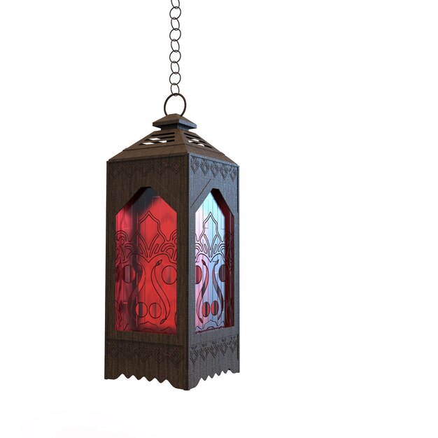 lámparas árabes, farolillos dorados con adorno árabe, anillo, 3D Rendering