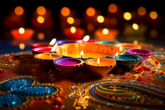 Foto lámparas diwali diya