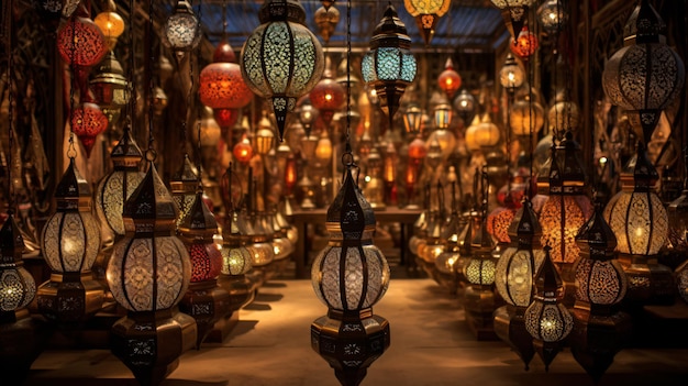 Foto lámparas marroquíes vendidas en la medina de marrakech