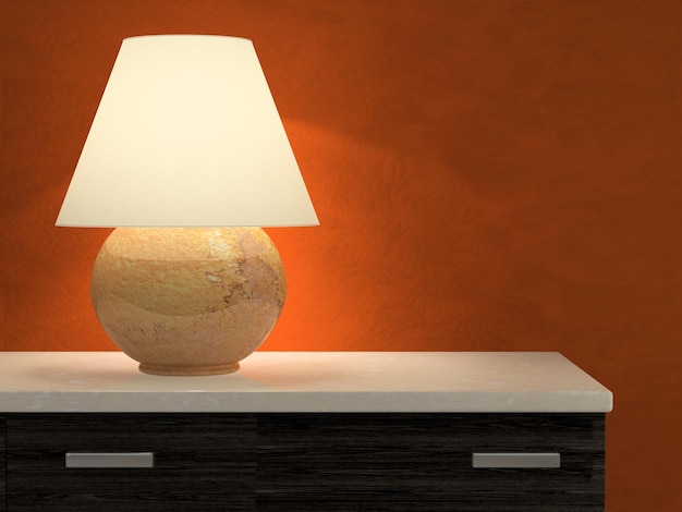 Lampe und rote Wand 3D-Rendering