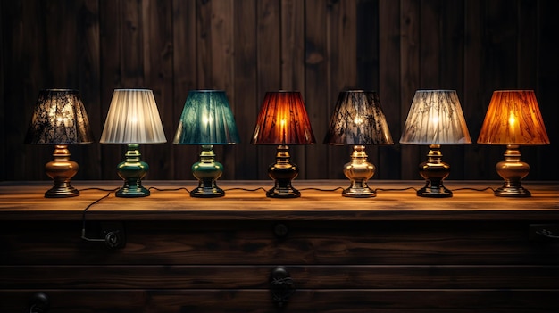 Lampen auf Holztisch