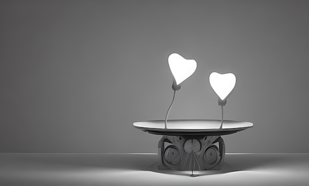 Lampen mit glühenden Herzen Hintergrund für Valentinsliebe