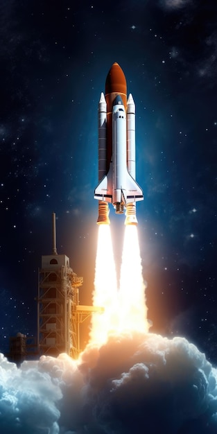 Lançamento de foguete espacial épico na ilustração generativa de ai do universo