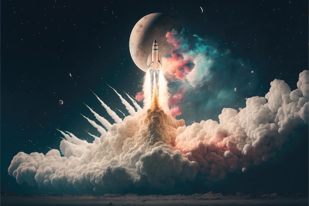 Lançando um foguete espacial para a lua