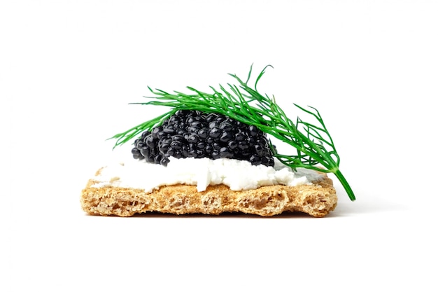 Lanche com caviar preto