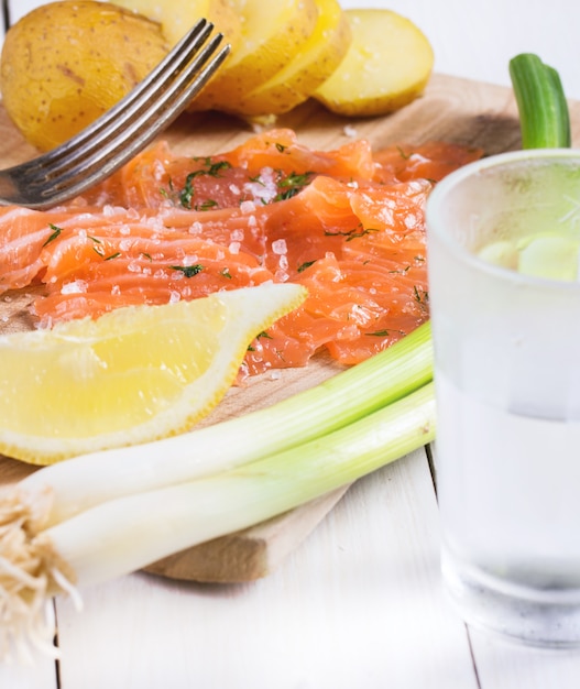 Lanche com salmão salgado