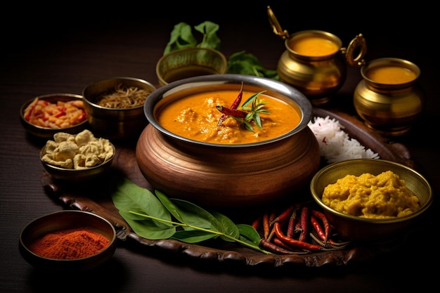 Lanche popular de comida de rua pakora picante com pimenta vermelha um prato de di tradicional indiano ou paquistanês