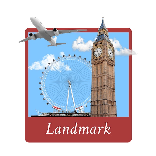 Landmark png word sticker tipografia fundo transparente
