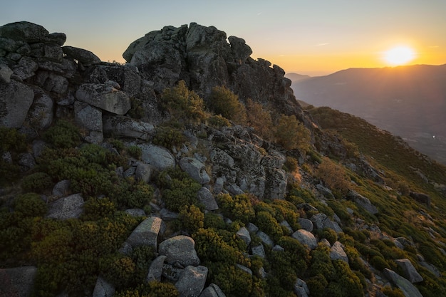 Landschaft bei Sonnenuntergang in Extremadura. Spanien.