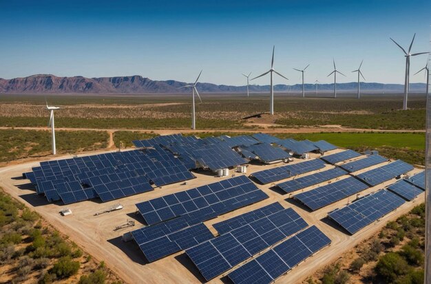 Landschaft der Anlagen für die Speicherung erneuerbarer Energien