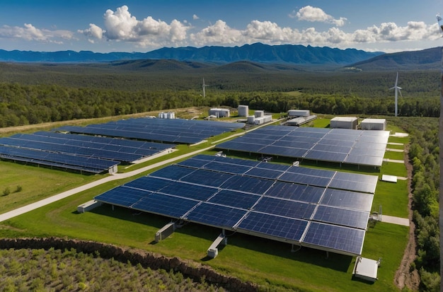 Landschaft der Anlagen für die Speicherung erneuerbarer Energien