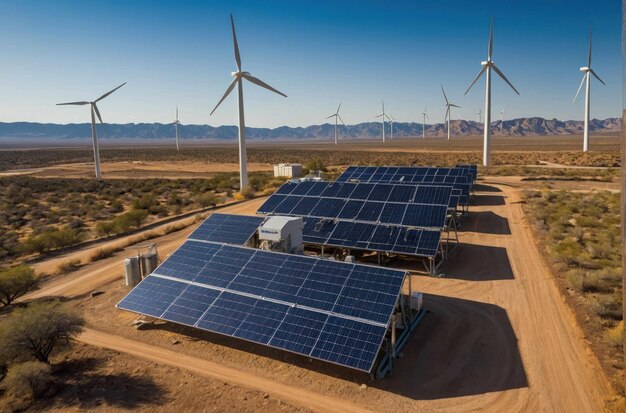 Landschaft der Anlagen für die Speicherung erneuerbarer Energien