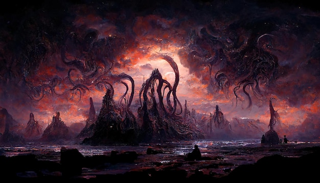 Landschaft der dunklen Dimension Cthulhu