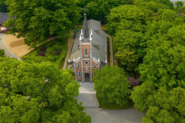 Foto landschaft der gongseri-kathedrale in asan korea