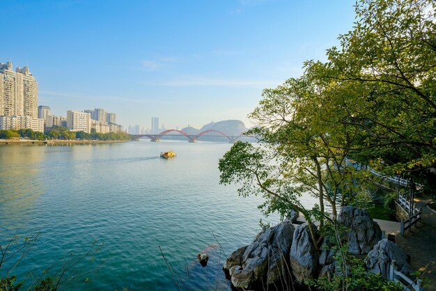 Landschaft der Stadt Liangting und Liuzhou Guangxi China