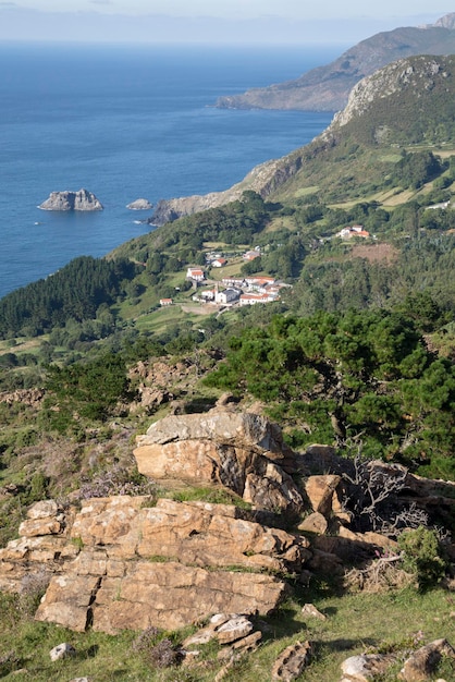 Landschaft des Dorfes Teixido, Galicien, Spanien