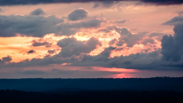 Landschaft des Himmels während der Dämmerung oder des Sonnenuntergangs.