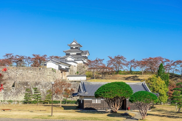 Foto landschaft des shirakawa komine schlosses, japan.