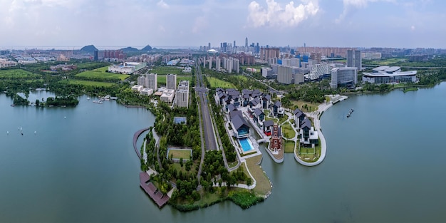 Foto landschaft des zilang-sees in nantong jiangsu