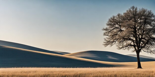 Landschaft, die im Glanz einer strahlenden Sonne gebadet wird und den Minimalismus verkörpert