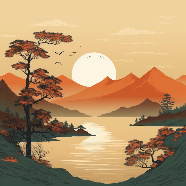 Landschaft im Ukiyoe-Stil