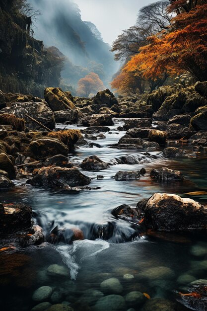 Landschaft majestätischer Wasserfall Herbstfarben