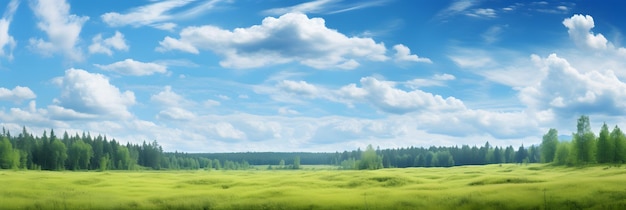 Landschaft mit blauem Himmel und weißen, flauschigen Wolken
