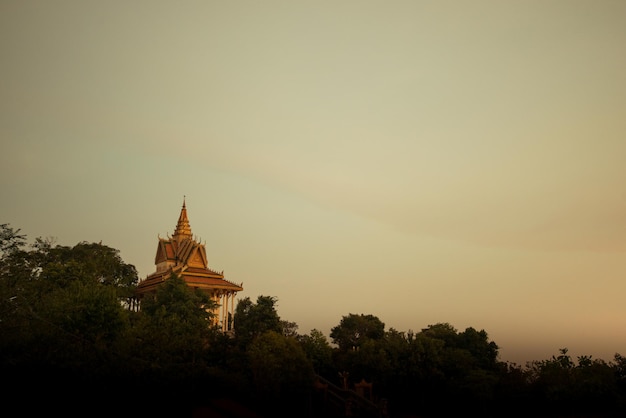 Landschaft mit einem buddhistischen Tempel