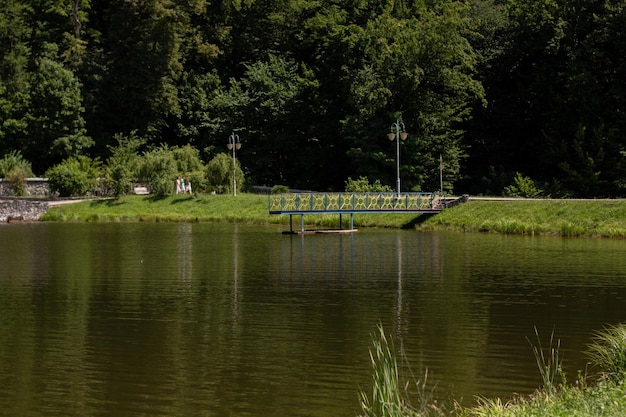 Landschaft mit einem See im Park