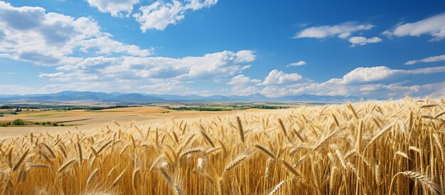 Foto landschaft mit einem weiten getreidefeld