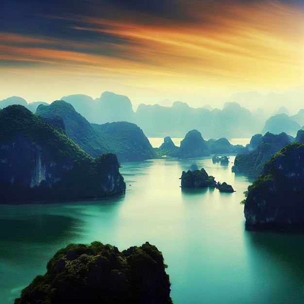 Landschaft mit erstaunlicher Halong-Bucht Vietnam