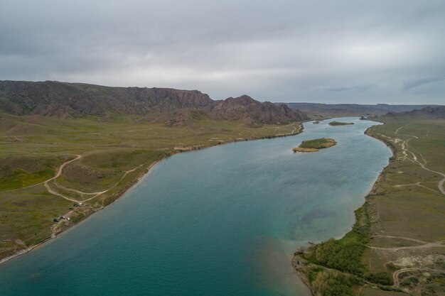 Landschaft mit Fluss, Ansicht von oben