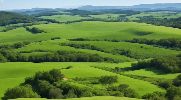 Landschaft mit Gras und Himmel Landschaft mit Feldern Panoramablick auf grüne Felder Landschaft
