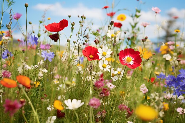 Landschaft mit Wildblumenwiesen