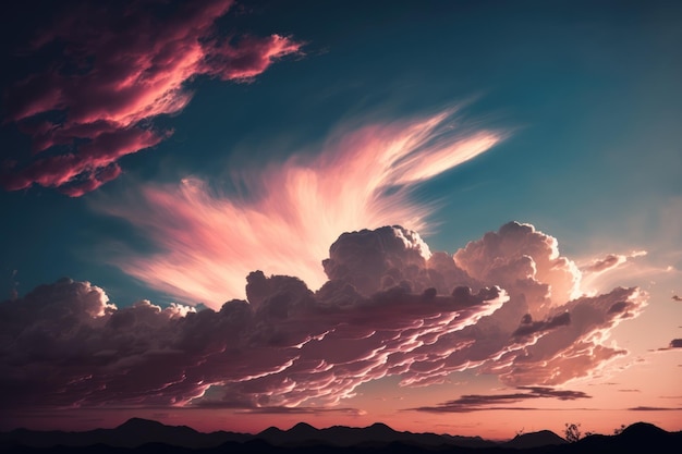 Landschaft mit Wolken, Himmel und Sonnenlicht, die mit generativer KI-Technologie erstellt wurde
