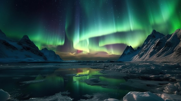 Landschaft mit wunderschönem Aurora-Himmel Generative KI