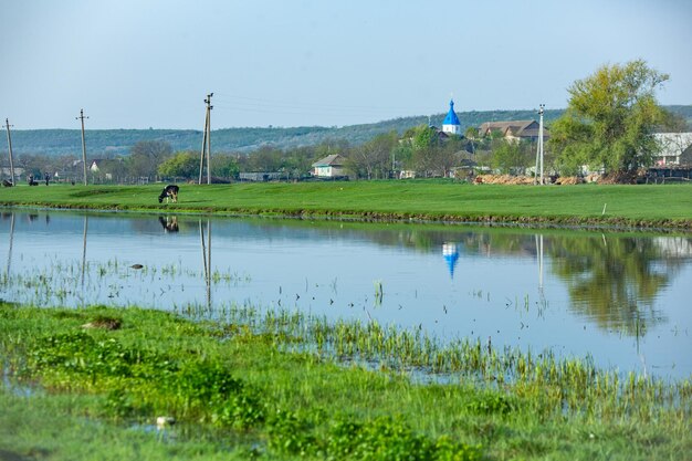 Landschaft mit wunderschöner Natur im Dorf in der Republik Moldau Landleben